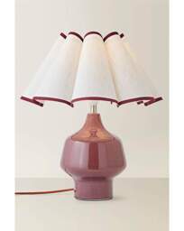 Jamie Burgundy Lamp w/ Scallop Shade Burgundy - ValueLights - thumbnail 2
