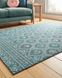Catherine Lansfield Cameo Washable Rug Green - Catherine Lansfield - Size: 152X230 - thumbnail 1