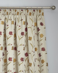 Curtina Juliette Pencil Pleat Curtains Natural/Red - Curtina - Size: 167 x 182cm - thumbnail 1
