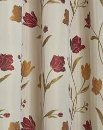 Curtina Juliette Pencil Pleat Curtains Natural/Red - Curtina - Size: 167 x 182cm - thumbnail 4