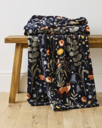 Woodland Animals Fleece Throw Midnight - JD Williams - Size: 130X150