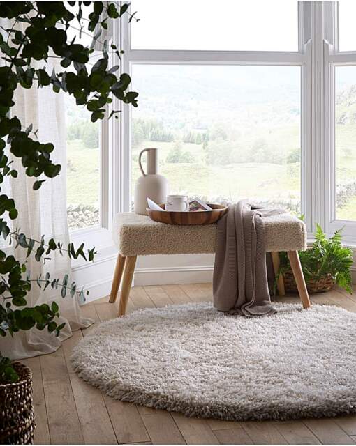 Chicago Light Neutrals Shaggy Circle Rug Cream - Origins - Size: 133DIA - image 1