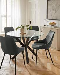 Bodie Black Table & 4 Etta Fabric Chairs Black/Charcoal - thumbnail 2