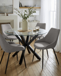 Bodie Black Table & 4 Etta Fabric Chairs Black/Grey - thumbnail 1