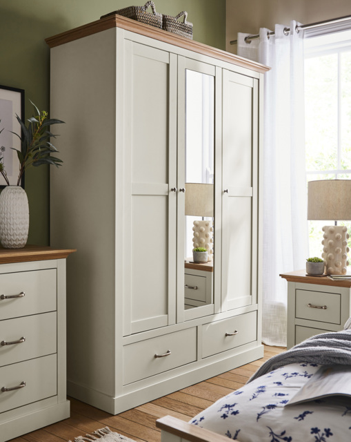Julipa Ashford 3 Door 2 Drawer Wardrobe Cream - Julipa - image 1
