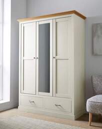 Julipa Ashford 3 Door 2 Drawer Wardrobe Cream - Julipa - thumbnail 4