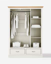 Julipa Ashford 3 Door 2 Drawer Wardrobe Cream - Julipa - thumbnail 2