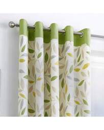 Fusion Beechwood Eyelet Curtains Green - Fusion - Size: 167 x 137cm - thumbnail 1