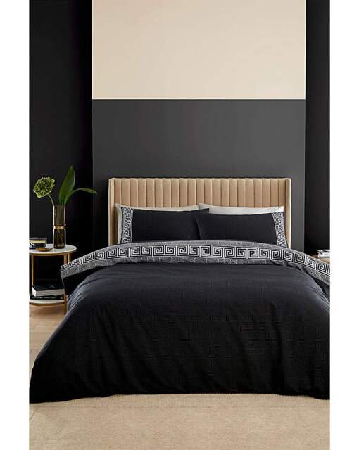 CL Artemis Greek Key Duvet Set Black - Catherine Lansfield - Size: SINGLE - image 1