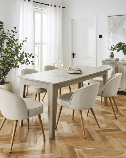 Charlotte Table with 6 Emilie Chairs Oak/Natural - JD Williams - image 1