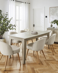 Charlotte Table with 6 Emilie Chairs Oak/Natural - JD Williams