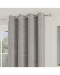 Royal Luxury Boucle Eyelet Curtains Silver - Enhanced Living - Size: 167 x 229cm
