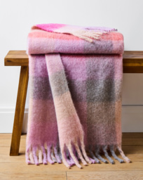 Mila Check Faux Mohair Throw Pink - JD Williams - Size: 130X150