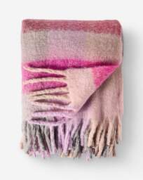 Mila Check Faux Mohair Throw Pink - JD Williams - Size: 130X150 - thumbnail 2