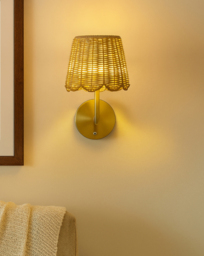 Calvera Scalloped Rattan Wall Light Gold - Searchlight - thumbnail 1