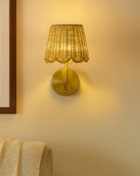 Calvera Scalloped Rattan Wall Light Gold - Searchlight