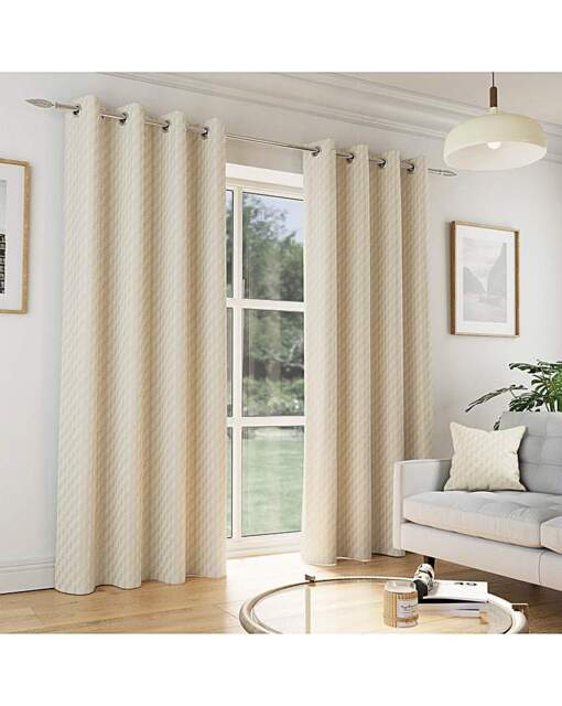 Tokyo Velvet Eyelet Curtains Cream - Enhanced Living - Size: 168 x 229cm - image 1