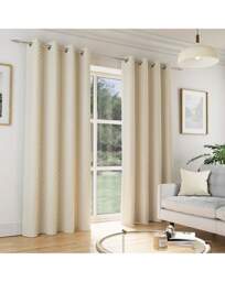 Tokyo Velvet Eyelet Curtains Cream - Enhanced Living - Size: 168 x 229cm - thumbnail 1