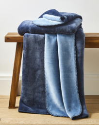 Two-Toned Throw with Stitched Edges Blue - JD Williams - Size: 130X150 - thumbnail 1