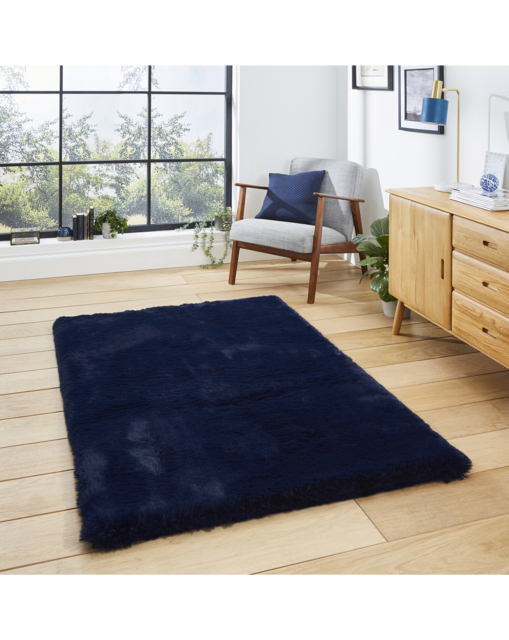 Think Rugs Teddy Plain Shaggy Rug Navy - Think Rugs - Size: 60X120 - image 1