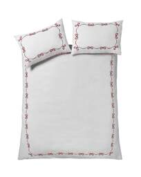 CL Bow Embroidery Duvet Set WHT/RED White/Red - Catherine Lansfield - Size: SINGLE - thumbnail 4