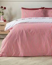 CL Bow Embroidery Duvet Set WHT/RED White/Red - Catherine Lansfield - Size: SINGLE - thumbnail 3