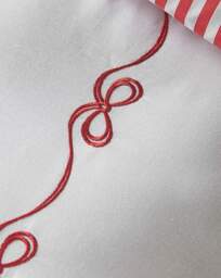 CL Bow Embroidery Duvet Set WHT/RED White/Red - Catherine Lansfield - Size: SINGLE - thumbnail 2