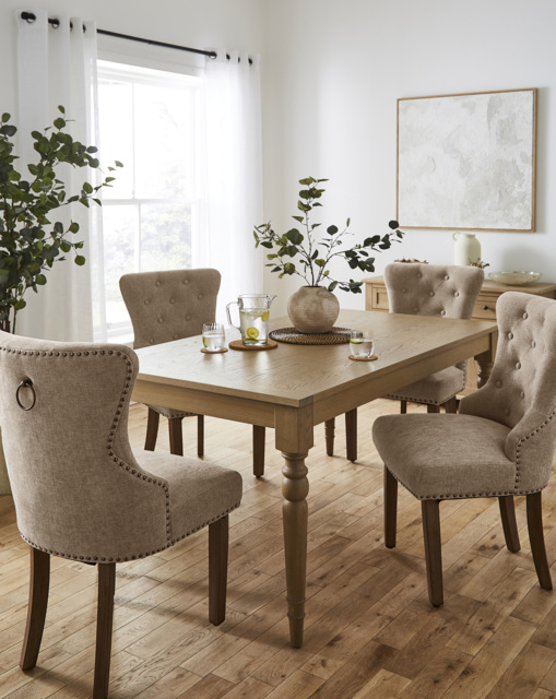 Margot Table with 4 Studded Mabel Chairs Light Oak/Oatmeal - JD Williams - image 1