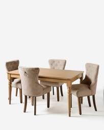 Margot Table with 4 Studded Mabel Chairs Light Oak/Oatmeal - JD Williams - thumbnail 2