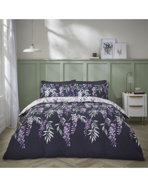 Wisteria Duvet Cover Set White/Navy - Catherine Lansfield - Size: SINGLE - image 1