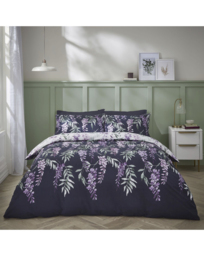 Wisteria Duvet Cover Set White/Navy - Catherine Lansfield - Size: SINGLE - thumbnail 1