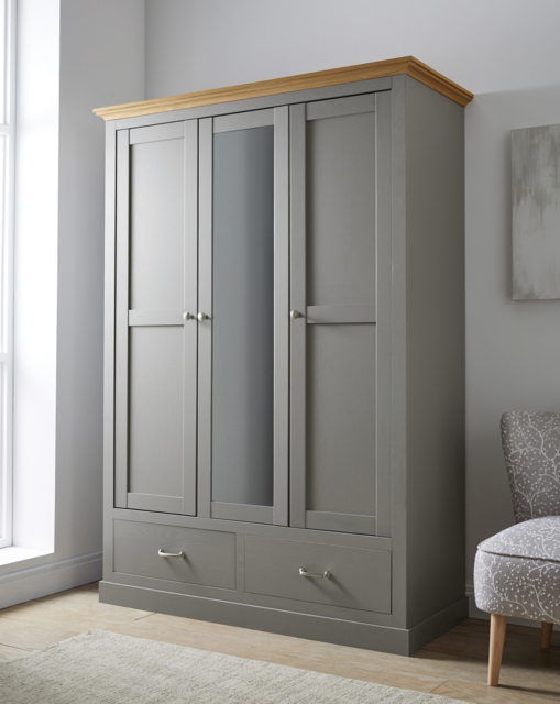 Julipa Ashford 3 Door 2 Drawer Wardrobe Grey/Oak - Julipa - image 1