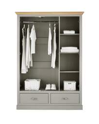 Julipa Ashford 3 Door 2 Drawer Wardrobe Grey/Oak - Julipa - thumbnail 2