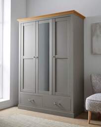 Julipa Ashford 3 Door 2 Drawer Wardrobe Grey/Oak - Julipa - thumbnail 1