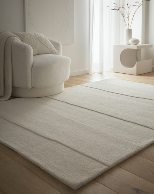Sculptured Wool Rock Rug Cream - Origins - Size: 120X170 - image 1