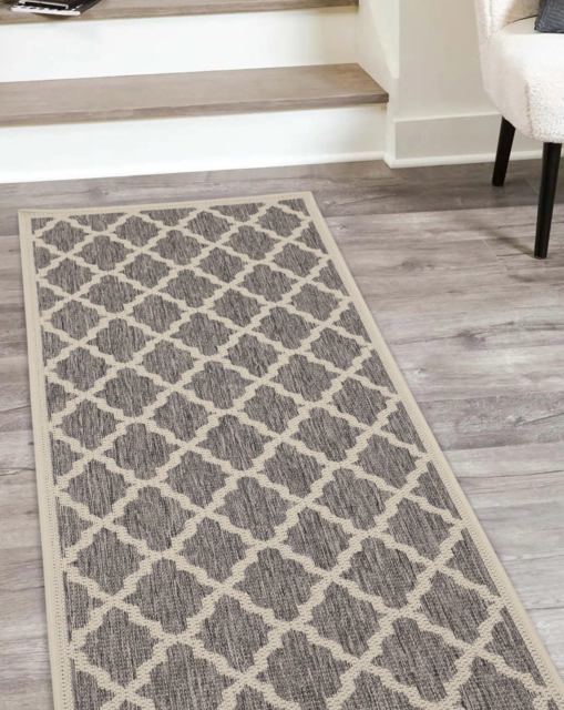 Trellis Gel Flatweave Runner Steel Grey - Homemaker - Size: 60X230 - image 1