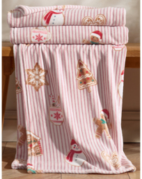CL Christmas Gingerbread Striped Throw Multi - Catherine Lansfield - Size: 130X170 - thumbnail 1