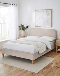Emery Velvet Bed with 3 Layer Mattress Natural - JD Williams - Size: KINGSIZE - thumbnail 1
