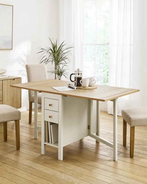 Nelle Dropleaf Two Tone Dining Table Taupe/Oak - JD Williams - image 1