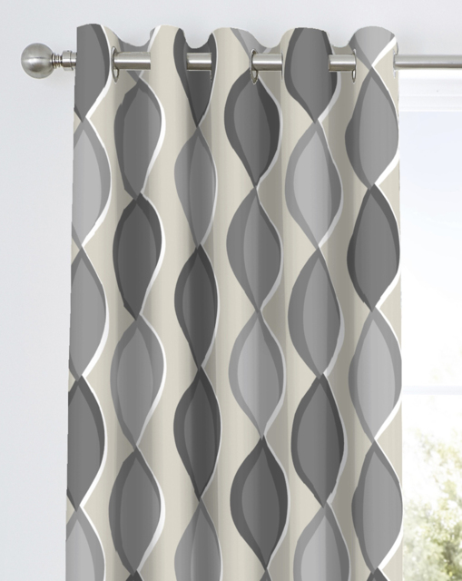 Fusion Lennox Eyelet Curtains Grey - Fusion - Size: 167 x 137cm - image 1