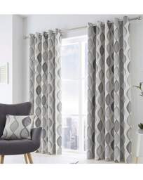 Fusion Lennox Eyelet Curtains Grey - Fusion - Size: 167 x 137cm - thumbnail 2