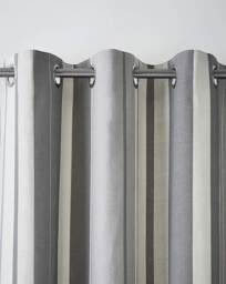 Fusion Whitworth Stripe Eyelet Curtains Grey - Size: 167 x 183cm - thumbnail 4