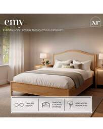 Emy Wooden Hidden Ottoman Bed Oak/Natural - XR Living - Size: DOUBLE - thumbnail 4