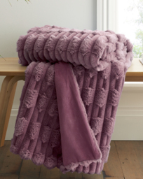 Bianca Carved Faux Fur Throw Pink - Bianca - Size: 150X200 - thumbnail 1