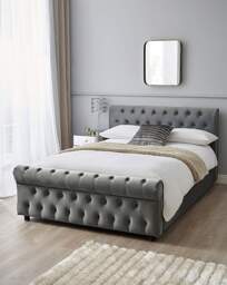 Kingston Velvet Bed Frame Charcoal - JD Williams - Size: DOUBLE - thumbnail 3