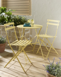 Cali Metal Folding Bistro Set Yellow - JD Williams