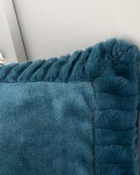 Velvet Faux Fur Cosy Cushion Teal - Catherine Lansfield - Size: 55X55CM - thumbnail 5