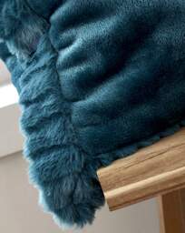 Velvet Faux Fur Cosy Cushion Teal - Catherine Lansfield - Size: 55X55CM - thumbnail 3
