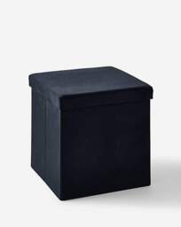 Velvet Foldable Storage Ottoman Cube Black - JD Williams - thumbnail 2