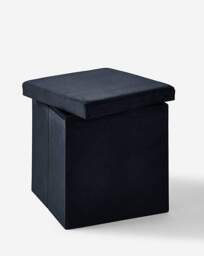 Velvet Foldable Storage Ottoman Cube Black - JD Williams - thumbnail 5